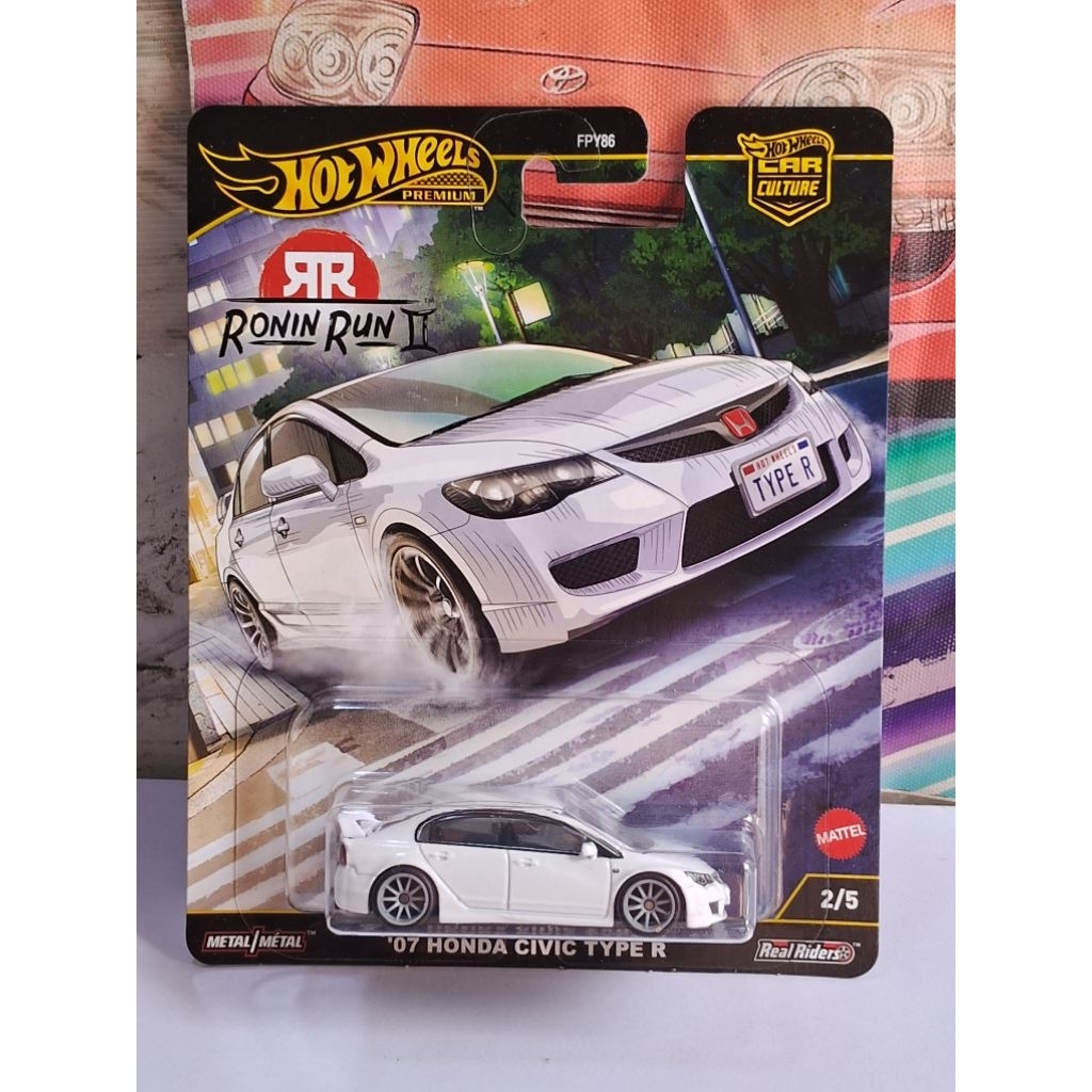2025 HOT WHEELS PREMIUM 2007 HONDA CIVIC TYPE R WHITE COLOR