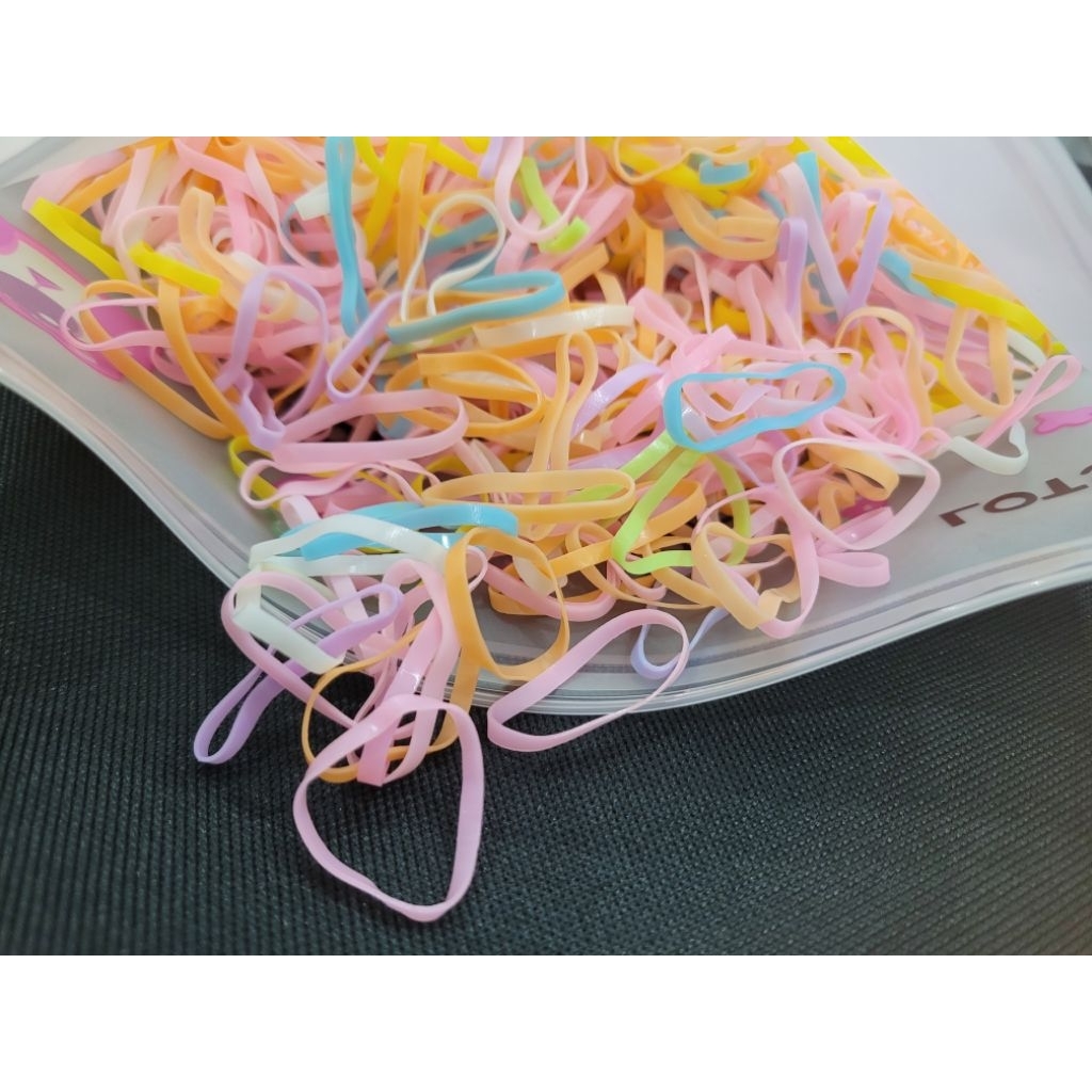 Combo 5 Túi Zip gấu dâu Dây thun buộc tóc màu đen,  mix màu, dây thun buộc tóc cho bé