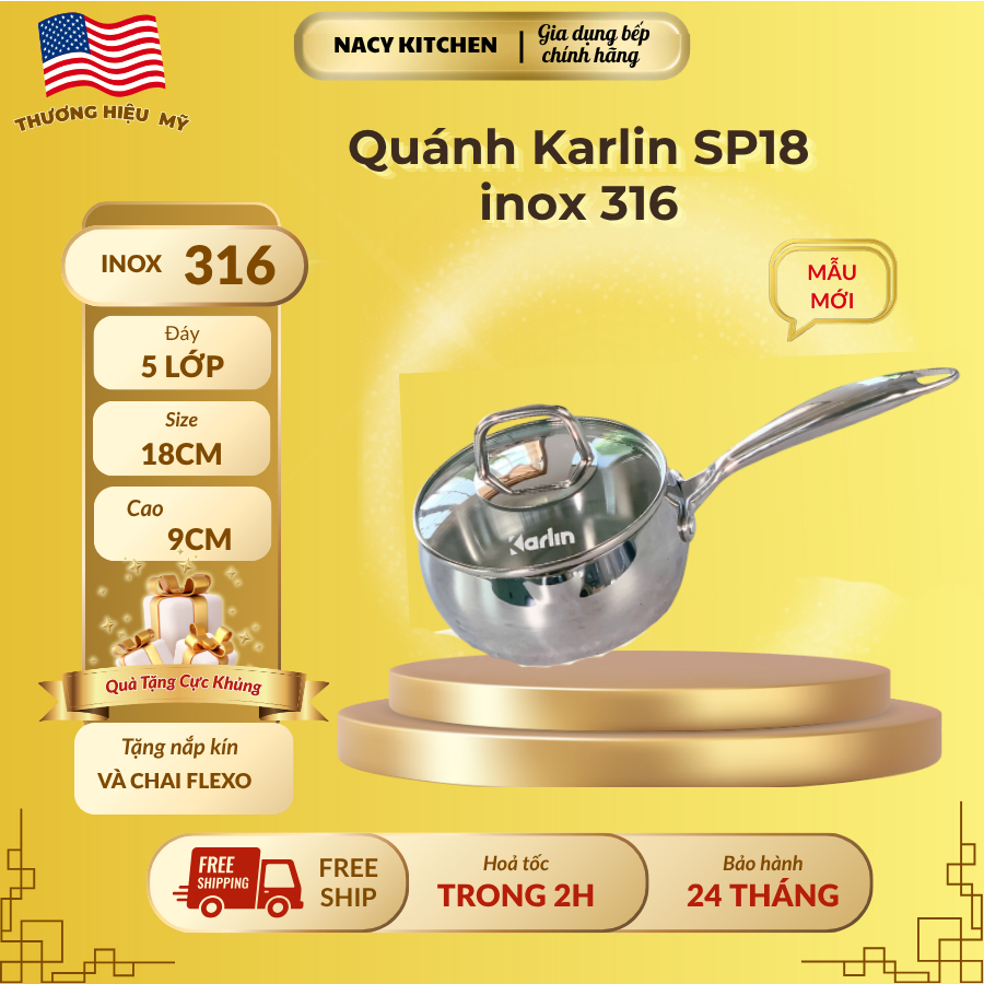 [Chính hãng] Chảo karlin G26,inox 316,chảo 4 lớp,bảo hành 24 tháng