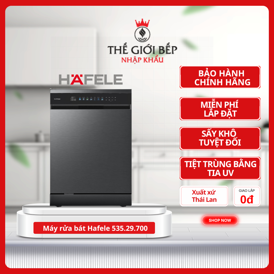 Máy rửa bát Hafele HDW-F6072B 535.29.700 - Công Nghệ Tiết Kiệm Nước Vượt Trội, Sấy Khô, Êm Ái