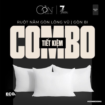 Combo Ruột Gối Nằm Gòn Lông Vũ | Gòn Bi Gòn Bedding Size 50x70 cm - Gối Khách Sạn 5 Sao Cao Cấp