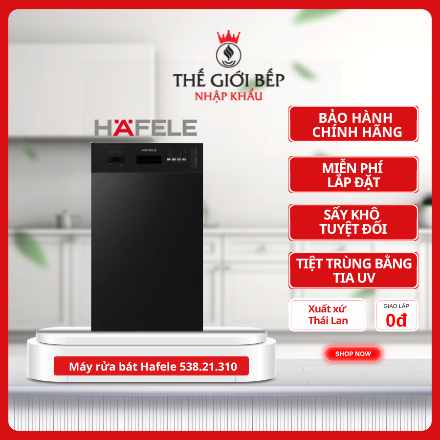 Máy Rửa Chén Độc Lập HDW-F60EB Hafele 538.21.310 - Thiết Kế Sang Trọng, Vận Hành Êm Ái