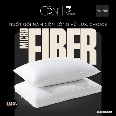 Ruột Gối Nằm Gòn Lông Vũ Cao Cấp Gòn Bedding Lux. Choice 50x70 cm | 35x50 cm