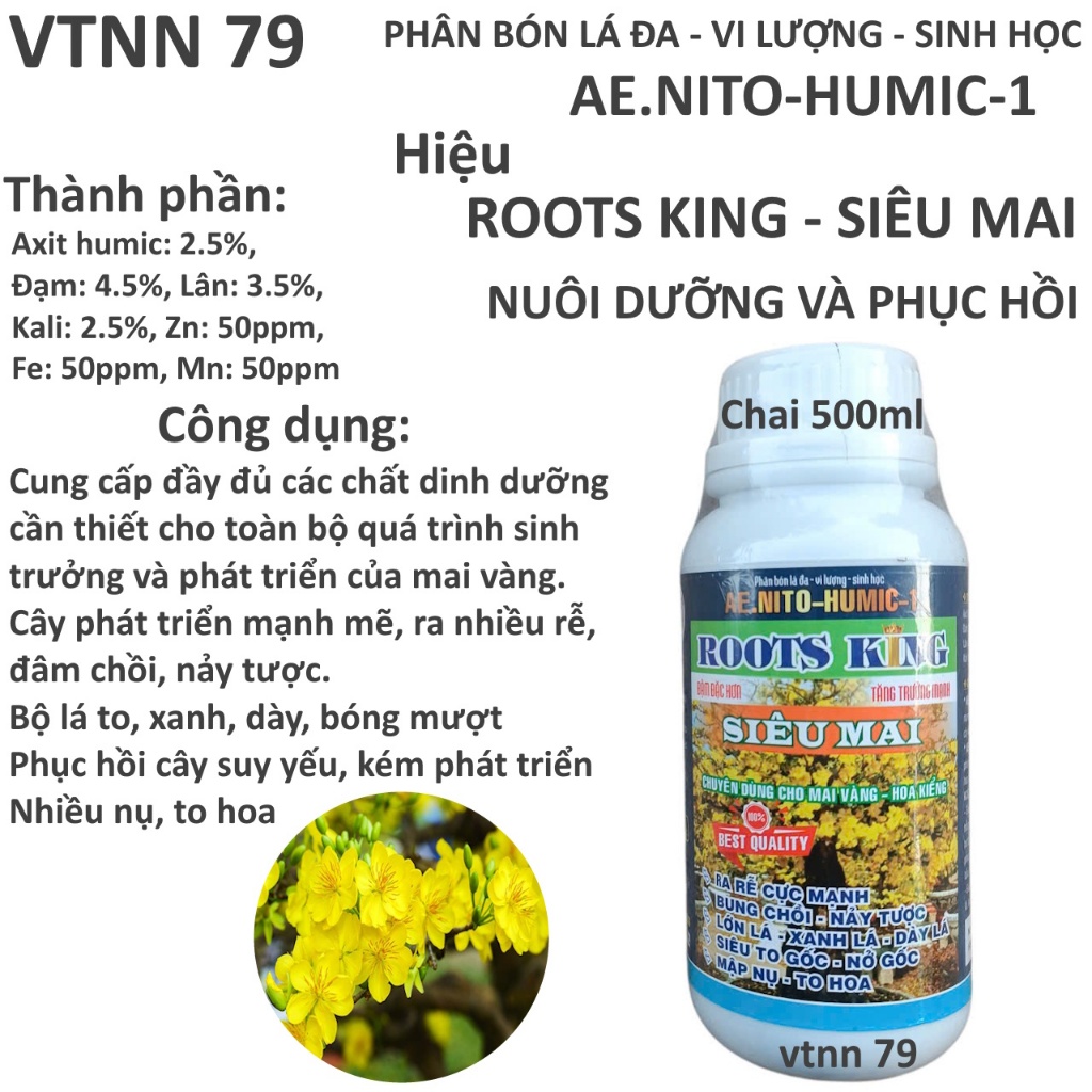 PHÂN BÓN CHO MAI VÀNG ROOTS KING 500ML. PHỤC HỒI VÀ PHÁT TRIỂN
