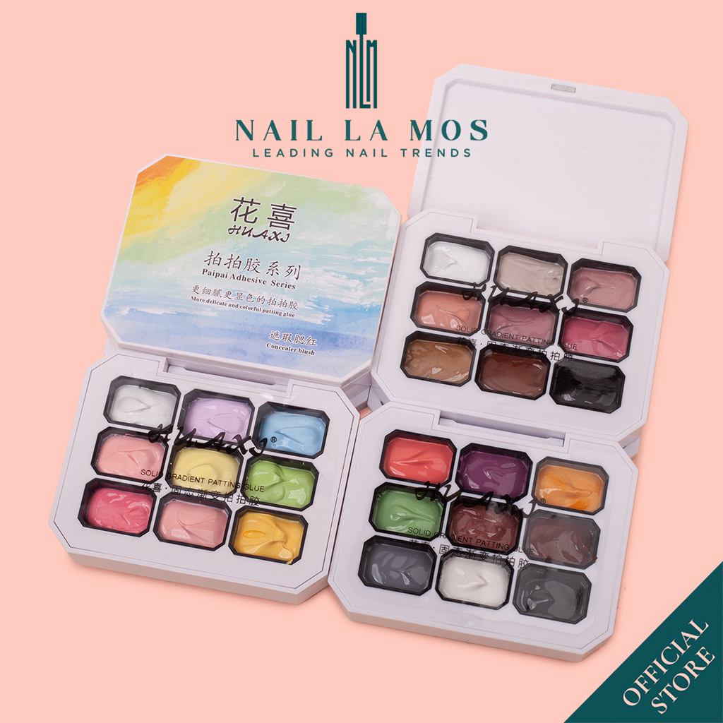 Set gel vẽ đặc Huaxi chính hãng 9 màu - Màu gel vẽ nail dặm ombre trang trí móng, chất mịn mướt