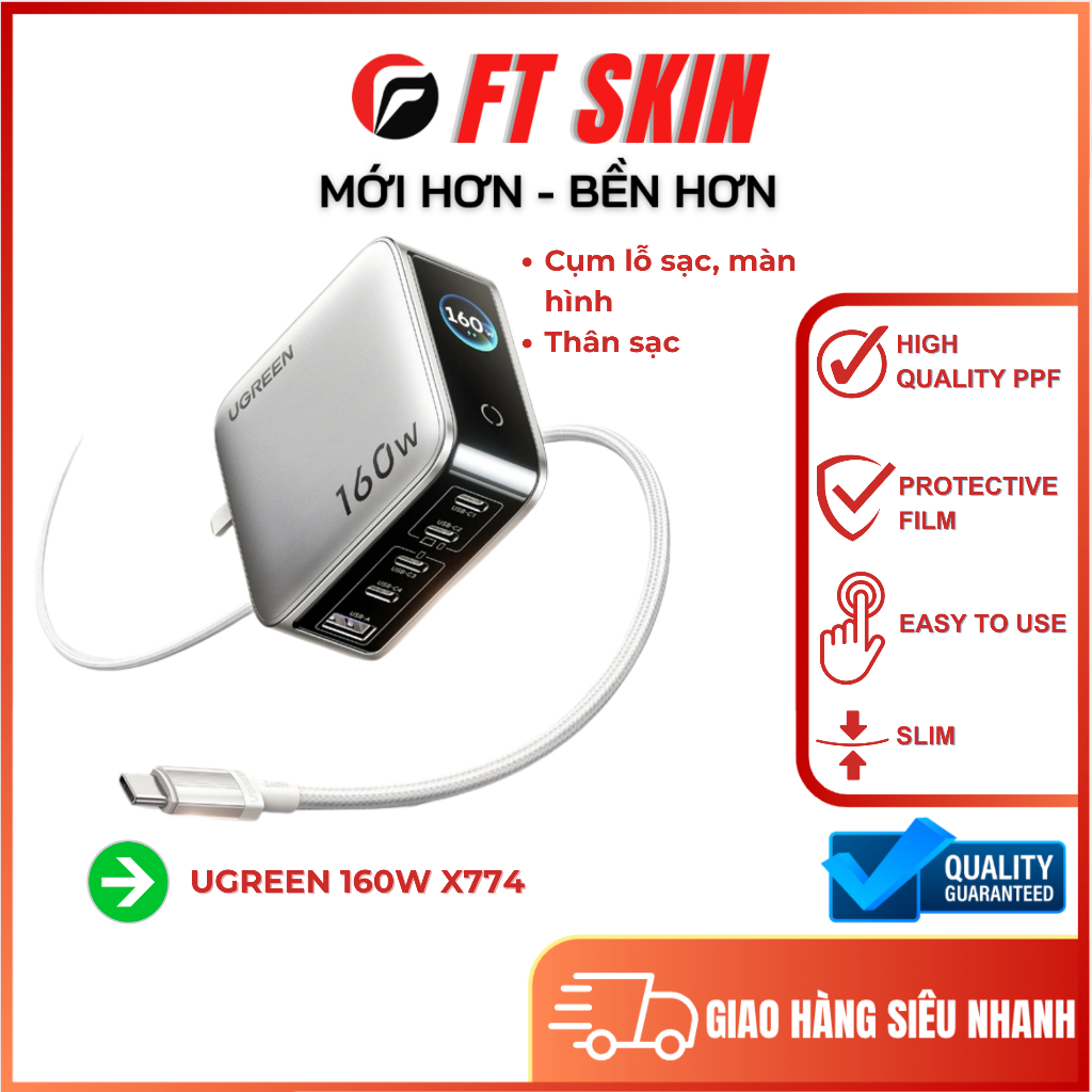 Miếng dán PPF dành cho Ugreen Nexode 160W X774 chống trầy xước cao cấp - FT store