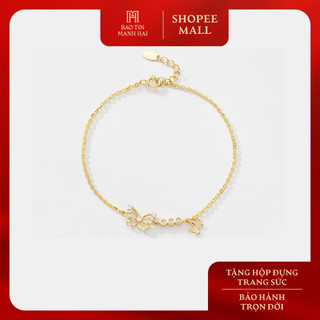  Lắc tay vàng 10K Bảo Tín Mạnh Hải thiết kế charm hồ điệp rơi thanh lịch phong cách Ý PYLTV10KDH-504014 