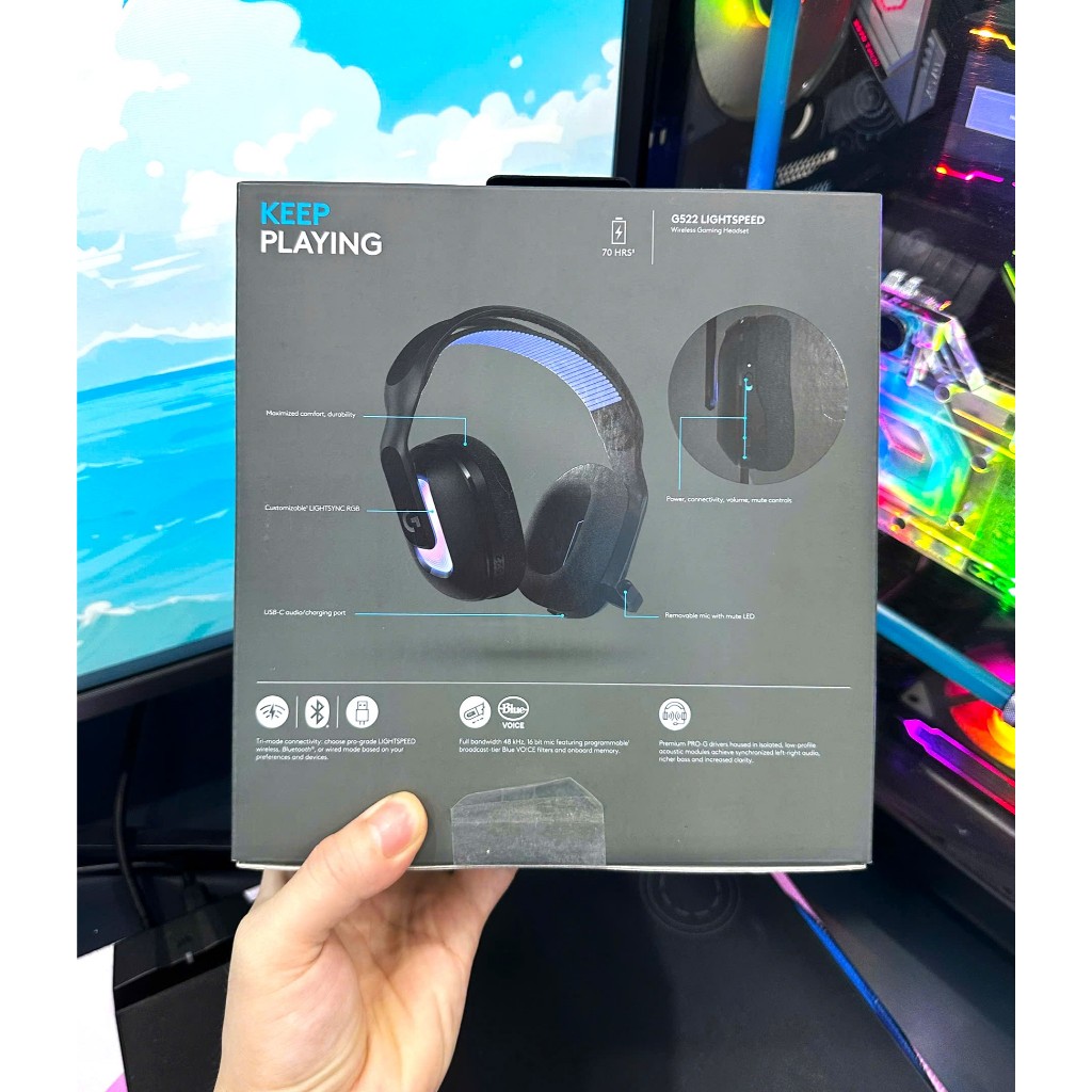Tai nghe Logitech G522 Lightspeed Wireless Black RGB LIGHTSYNC siêu nhẹ 290g , giá rẻ nhất thị trường | BigBuy360 - bigbuy360.vn