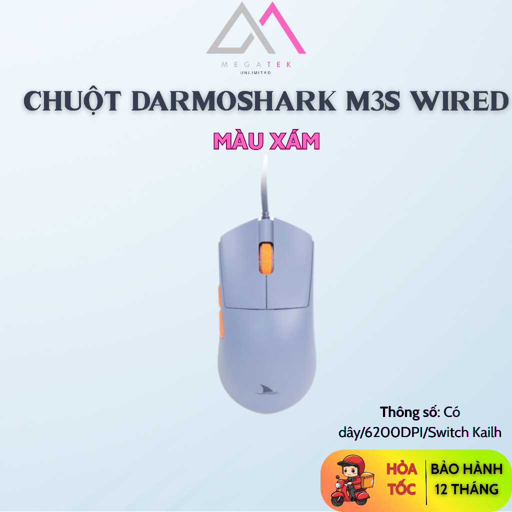 Chuột Darmoshark M3S Wired (Switch Kailh, PMW3389, 6200 DPI, RGB) - Hàng chính hãng - BH 12 tháng