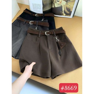  Quần sooc dạ cạp cao Luccy  kèm thắt lưng  quần đùi nữ cạp cao hack dáng form chuẩn 