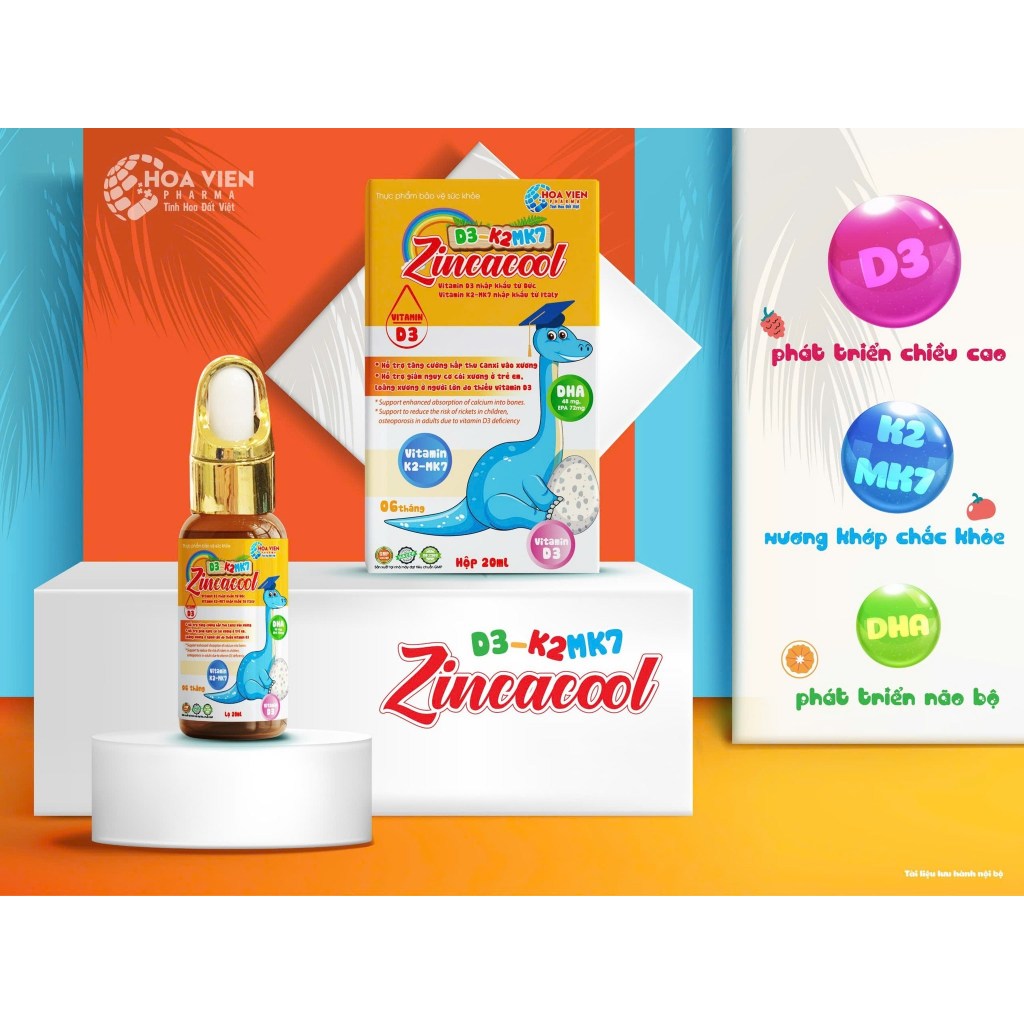 𝐃3-𝐊𝟐𝐌𝐊𝟕 𝐙𝐈𝐍𝐂𝐀𝐂𝐎𝐎𝐋 phát triển xương răng và tăng cường đề kháng