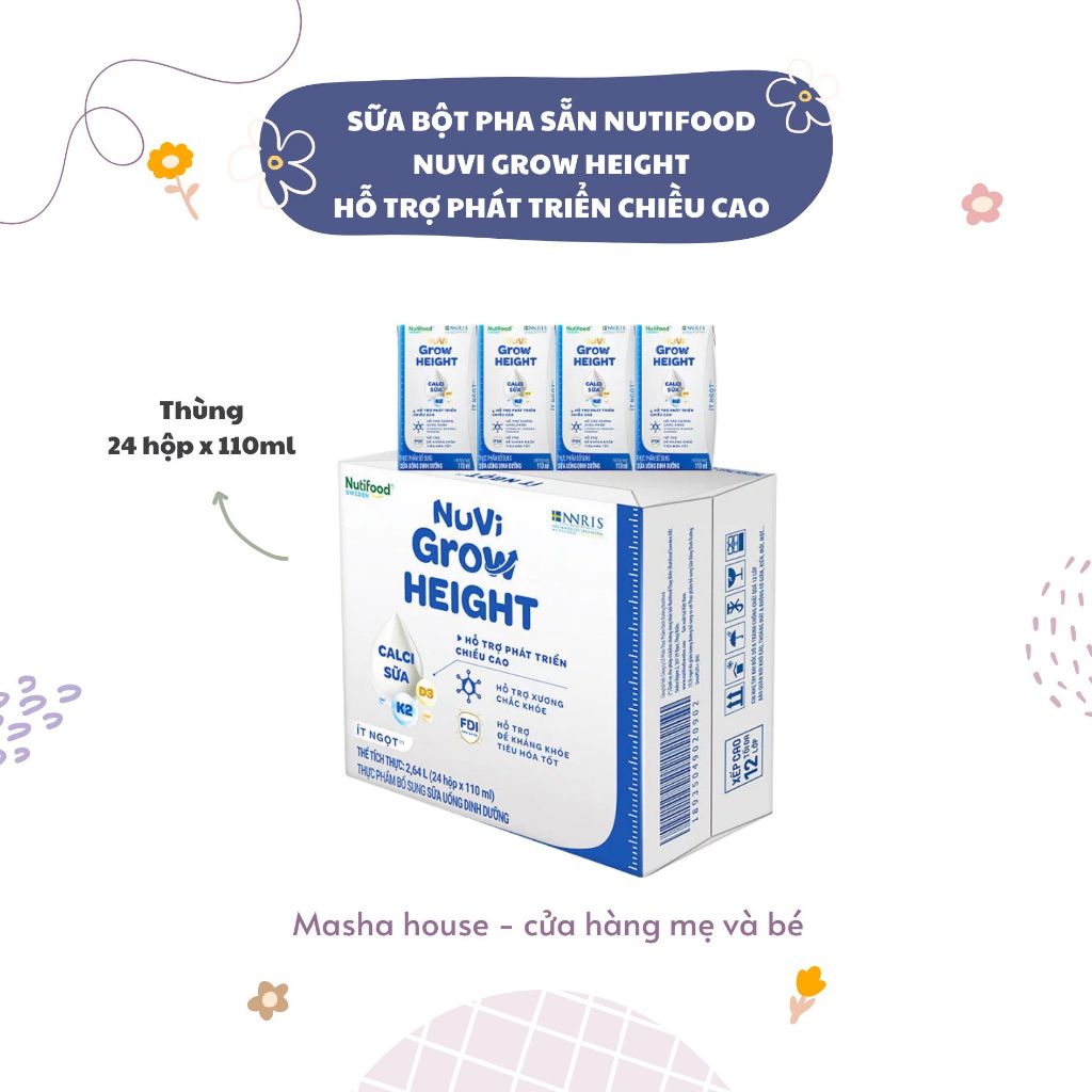 Sữa Công Thức Pha Sẵn NuVi Grow Height Cho Bé Từ 1 tuổi trở lên, 110ml