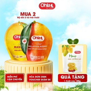  Combo Bộ đôi trái xoài 200g Ohla  túi trái xoài sấy dẻo + túi trái xoài không đường  