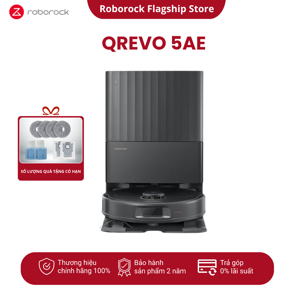Robot hút bụi lau nhà Roborock Qrevo 5AE - Chống rối tóc - Lực hút 12000Pa