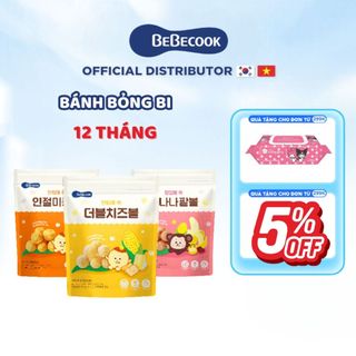   MUA 199K GIẢM 5%  Bánh Ăn Dặm BEBECOOK Dạng Bỏng Bi Nhiều Hương Vị Hữu Cơ Hàn Quốc 25gr gói 