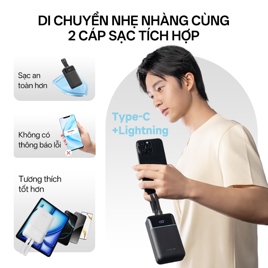 【Được chứng nhận CCC】CUKTECH Pin Dự Phòng 20000mAh Sạc Nhanh 40W – Tích Hợp Hai Dây, Hỗ Trợ iP 38W / Xiaomi 33W —— CP24 | BigBuy360 - bigbuy360.vn