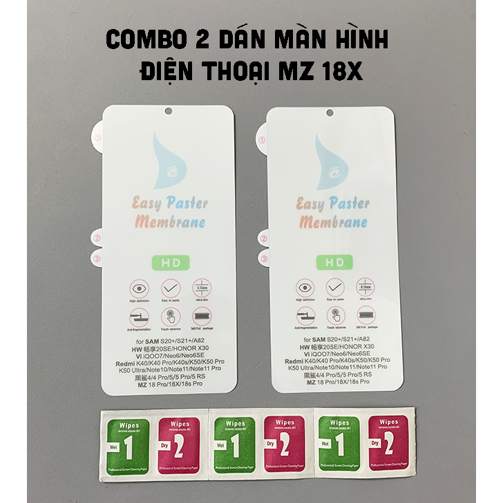 Combo 2 dán màn hình điện thoại MZ 18X trong suốt