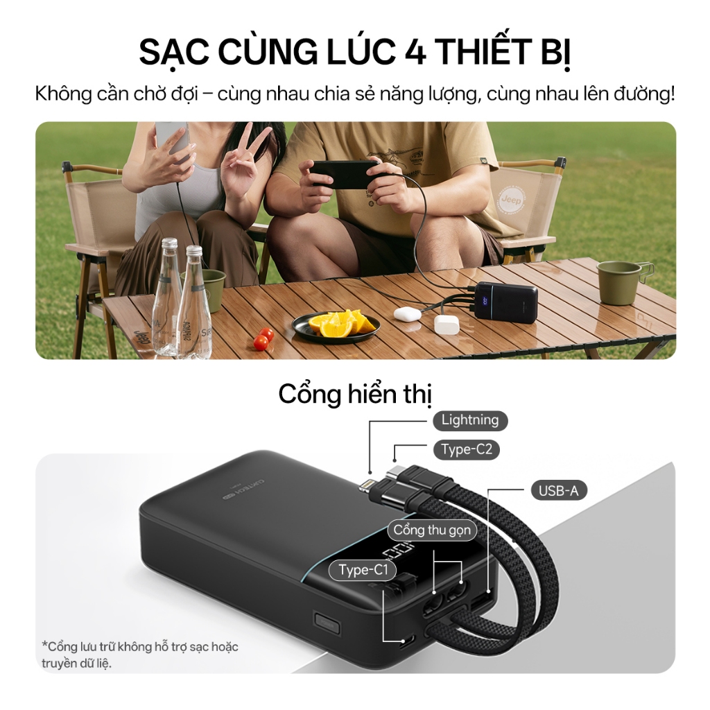 【Được chứng nhận CCC】CUKTECH Pin Dự Phòng 20000mAh Sạc Nhanh 40W – Tích Hợp Hai Dây, Hỗ Trợ iP 38W / Xiaomi 33W —— CP24 | BigBuy360 - bigbuy360.vn