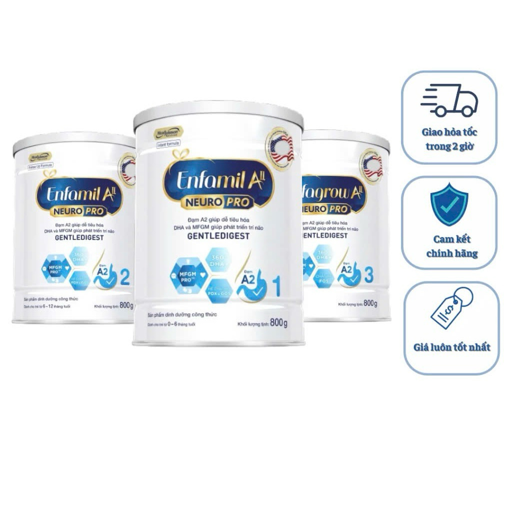 Sữa Công Thức Enfamil A2 NeuroPro Mỹ số 1 350g, số 1/2/3 800g  Date xa