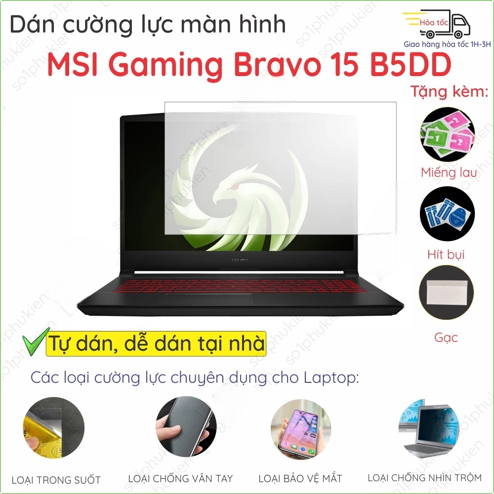 Dán màn hình cường lực dành cho MSI Gaming Bravo Delta 15 A5EFK/ B5DD/ B7ED/ A4DCR Alpha 15 B5EEK na