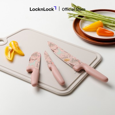 Bộ dao nhà bếp 3 món LocknLock Gallery Knife Set CKK308S3 - Màu hồng