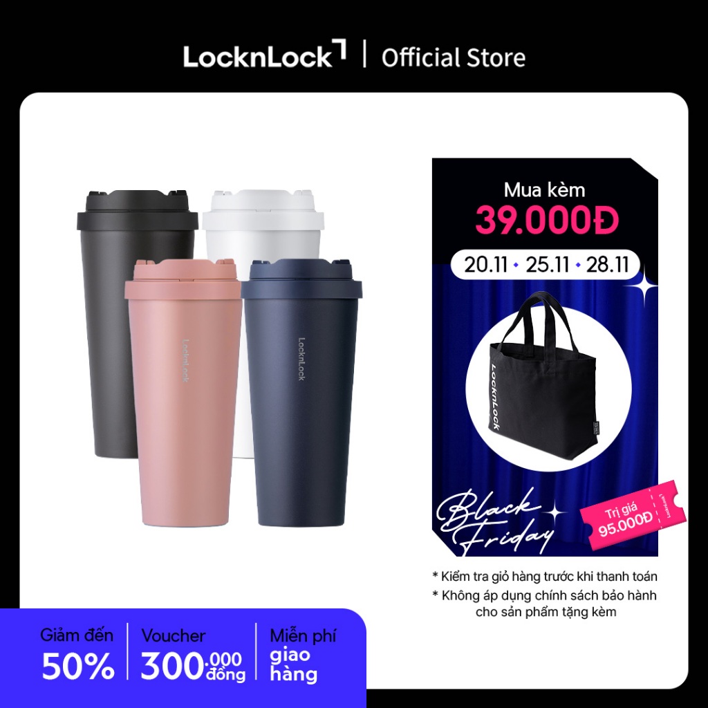 Bình giữ nhiệt Lock&Lock Energetic one-touch thép không gỉ 316L 550ml và 400ml - LHC3249 (4 màu)
