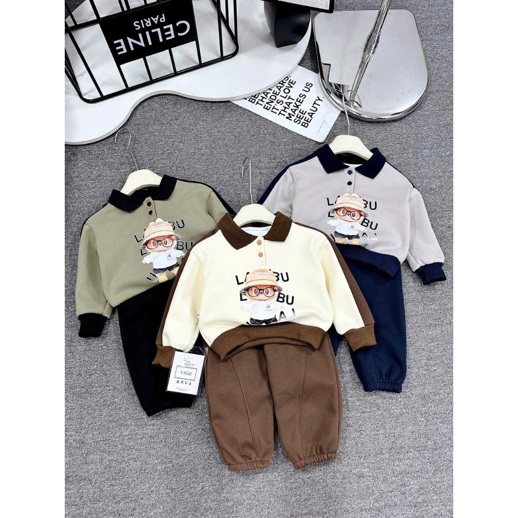 BỘ NỈ DA CÁ LABUBU CỔ TRỤ