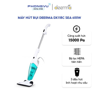 Máy hút bụi Deerma DX118C SEA 600W - Lực Hút 12000 - 15000 Pa, 1.2 L, HEPA, 3 Đầu Hút - Bảo hành 12 tháng