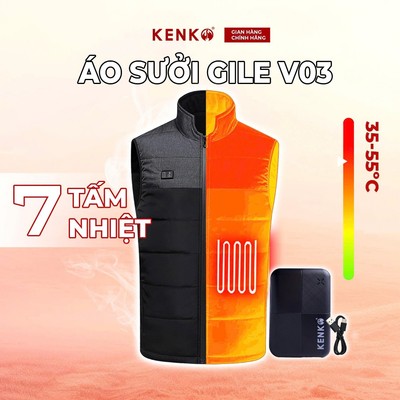 Áo sưởi điện Nhật Bản KENKO V03 gile lót nỉ thời trang giữ ấm mùa đông