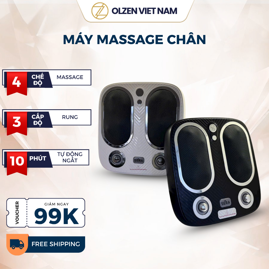 Máy massage chân thông minh Olzen SERA YM-SU7 3 cấp độ rung 4 chế độ massage sạc pin Type-C