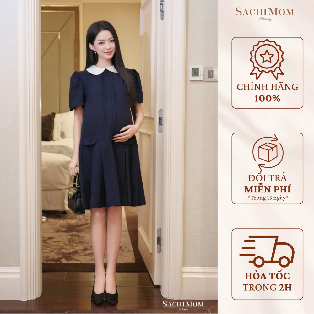 Đầm Bầu SACHIMOM - Váy Bầu Công Sở Dập Ly CARLYN DRESS
