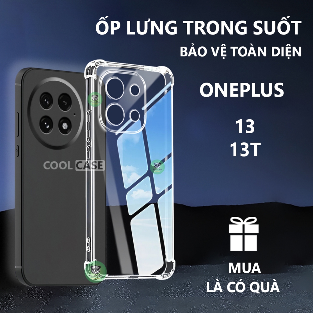 Ốp lưng chống sốc OnePlus 13/ 13T trong suốt, silicon, bảo vệ camera-Cool Case