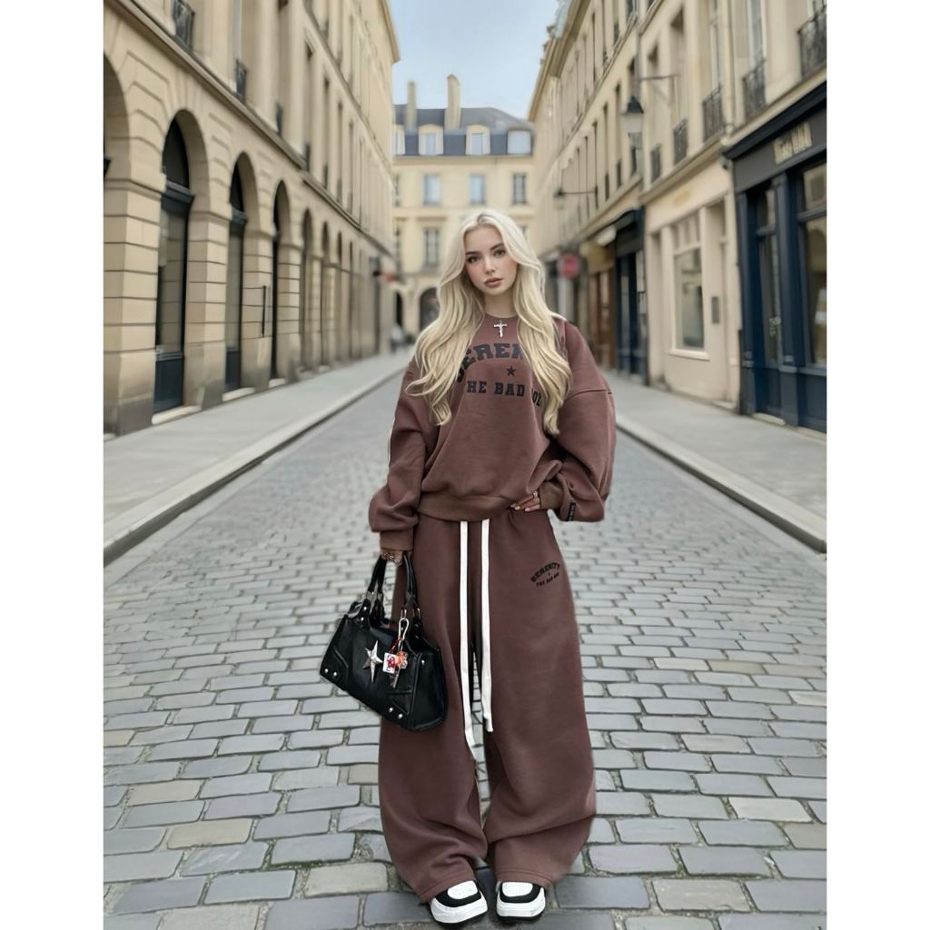 Set bộ THE BAD GOD Sweater Star Serenity Chất Liệu Nỉ Nhung Mềm Mịn Dày Dặn Ấm Áp Dễ Phối Đồ | BigBuy360 - bigbuy360.vn
