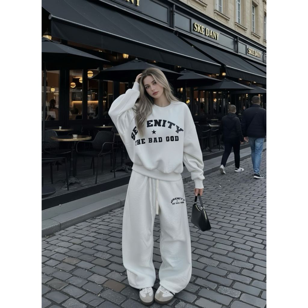 Set bộ THE BAD GOD Sweater Star Serenity Chất Liệu Nỉ Nhung Mềm Mịn Dày Dặn Ấm Áp Dễ Phối Đồ | BigBuy360 - bigbuy360.vn