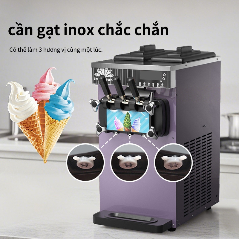 Máy làm kem tươi 3 vòi để bàn ZB-BQL28 hàng chính hãng Máy làm kem cao cấp