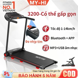  Máy chạy bộ,máy đi bộ,1-14km h,Bluetooth,Âm nhạc,Hỗ trợ MP3 và USB,Có thể gấp gọn,Điều chỉnh độ nghiêng,Đo nhịp tim 