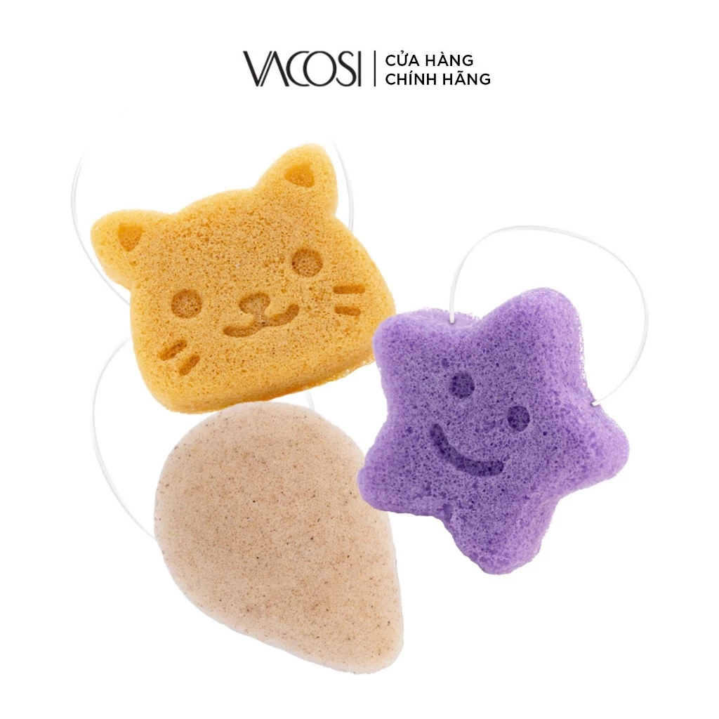 Mút Rửa Mặt Sợi Bột Vacosi Konjac Cleansing Sponge BN02/03/04