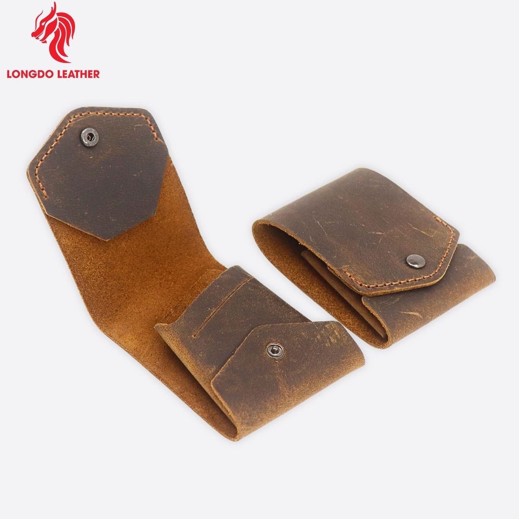 Ví nam nhỏ gọn da bò sáp, thiết kế thông minh thương hiệu Longdo Leather - B18