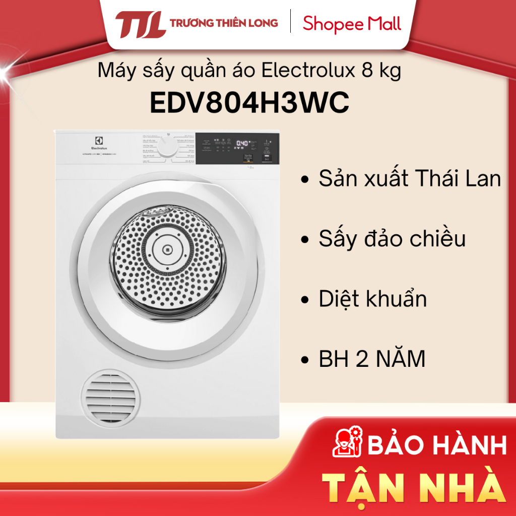 [Shopee - Lắp đặt 0Đ HN HCM] EDV804H3WC / EDV904H3WC / EDV904N3SC - Máy Sấy Thông Hơi Electrolux Ult