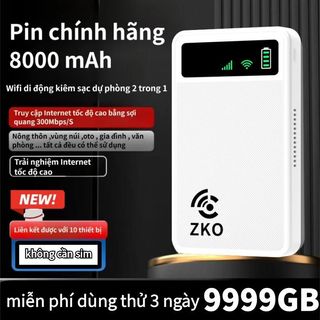 Tặng 9999GB.Bộ Phát Wifi Di Động  4G Kiêm Sạc Dự Phòng 8000Mah Nhỏ Gọn, Tiện Lợi Kết Nối Mạng Tốc Độ Cao 300mbps 5G