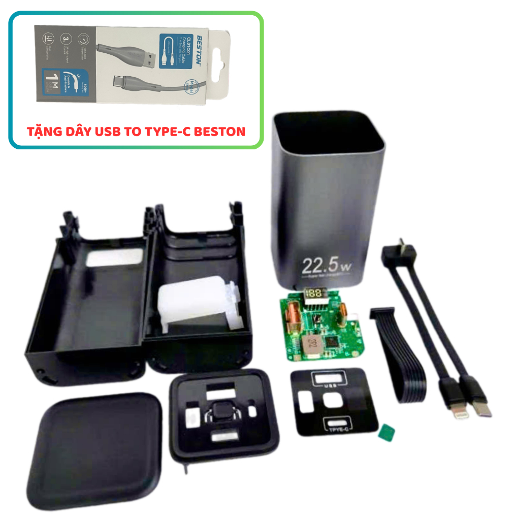 [TẶNG DÂY USB TO TYPE-C] Box Sạc Dự Phòng 4 Cell Pin 21700 Nhôm, Vỏ Sạc Dự Phòng 4  Cell Pin,full ph