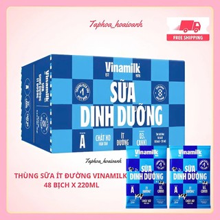  Thùng 48 bịch sữa tươi dinh dưỡng ít đường Vinamilk 220ml 