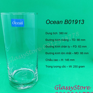 [HỘP 6 LY] Ly (cốc) thủy tinh Ocean Fine Drink – B01913 – 380ml (Hàng nhập khẩu Thái Lan chính hãng)