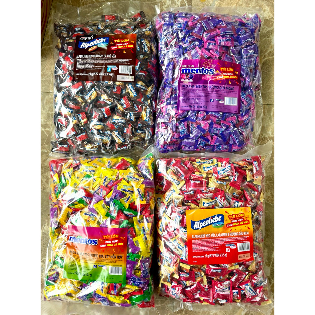 Kẹo Cứng Alpenliebe/Mentos Bịch 1kg - 2Kg