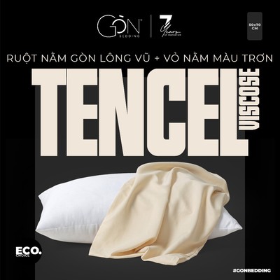 Combo Ruột Gối Gòn Lông Vũ | Gòn Bi Và Vỏ Gối Nằm Lụa Tencel Viscose Gòn Bedding Cao Cấp Màu Trơn 50x70 cm