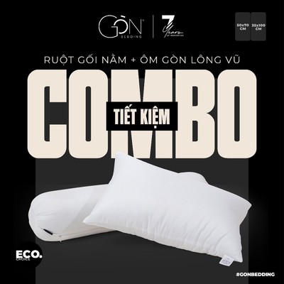 Combo Ruột Gối Nằm & Ruột Gối Ôm Gòn Lông Vũ Gòn Bedding Tiêu Chuẩn Khách Sạn 5* 50x70 cm & 35x100 cm