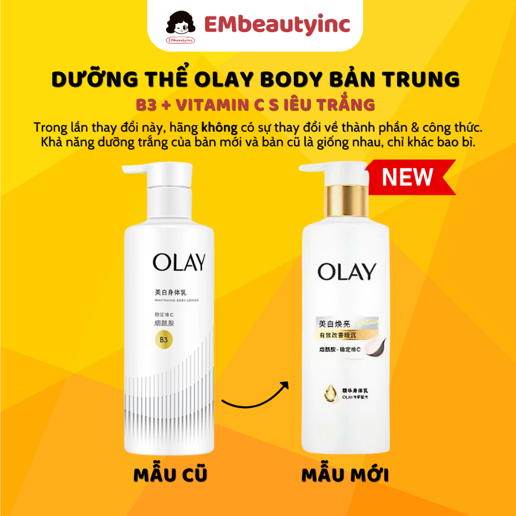 Dưỡng Thể Olay Body Cellscience B3 Vitamin C Optic Glow & Radiance Bản Trung