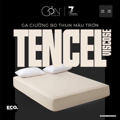 Ga Giường Bo Thun Gòn Bedding Lụa Tencel Viscose Màu Trơn 1m6x2m | 1m8x2m