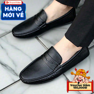 Giày Da Lười Da Bò  Đế Khâu Cao 3 cm  Giày Lười Nam  Đẹp G66 Trẻ Trung Bảo Hành 12 tháng