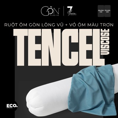 Combo Ruột Gối Gòn Lông Vũ | Gòn Bi Và Vỏ Gối Ôm Lụa Tencel Viscose Gòn Bedding Cao Cấp Màu Trơn 37x105 cm